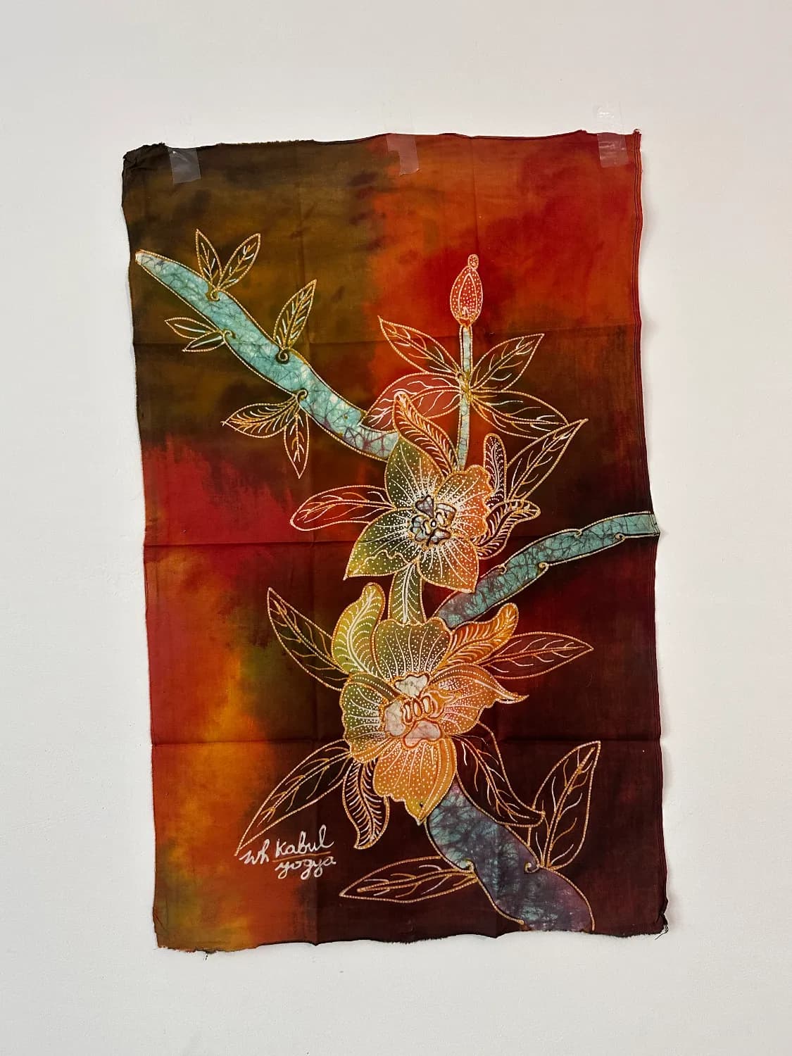 Batikový obraz - Orchidea 45x75cm (Indonézia) - 1