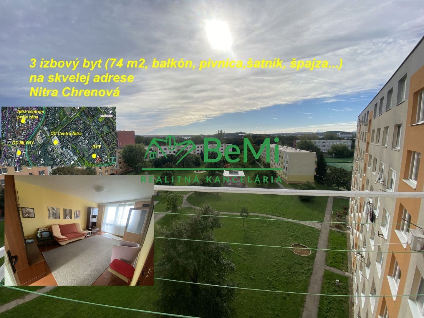 3 izbový byt na skvelej adrese (pivnica, balkón, špajza, šatník) Nitra Chrenová id 515-113-MIG - 1