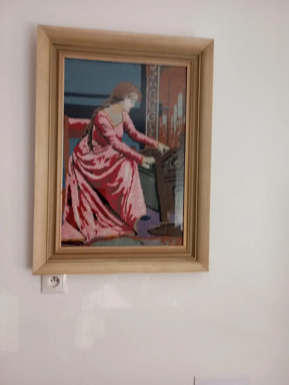 Gobelin Žena s kolískou zo 70-tych rokov, retro - 1