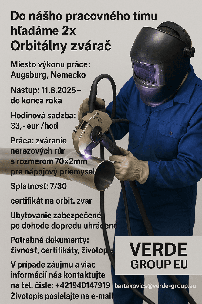 Do nášho tímu hľadáme orbitálnych zváračov do Nemecka - 1