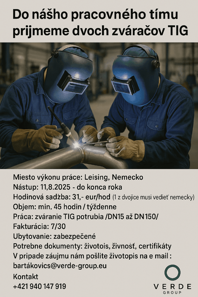 Do pracovného timu hľadáme dvoch zváračov - 1