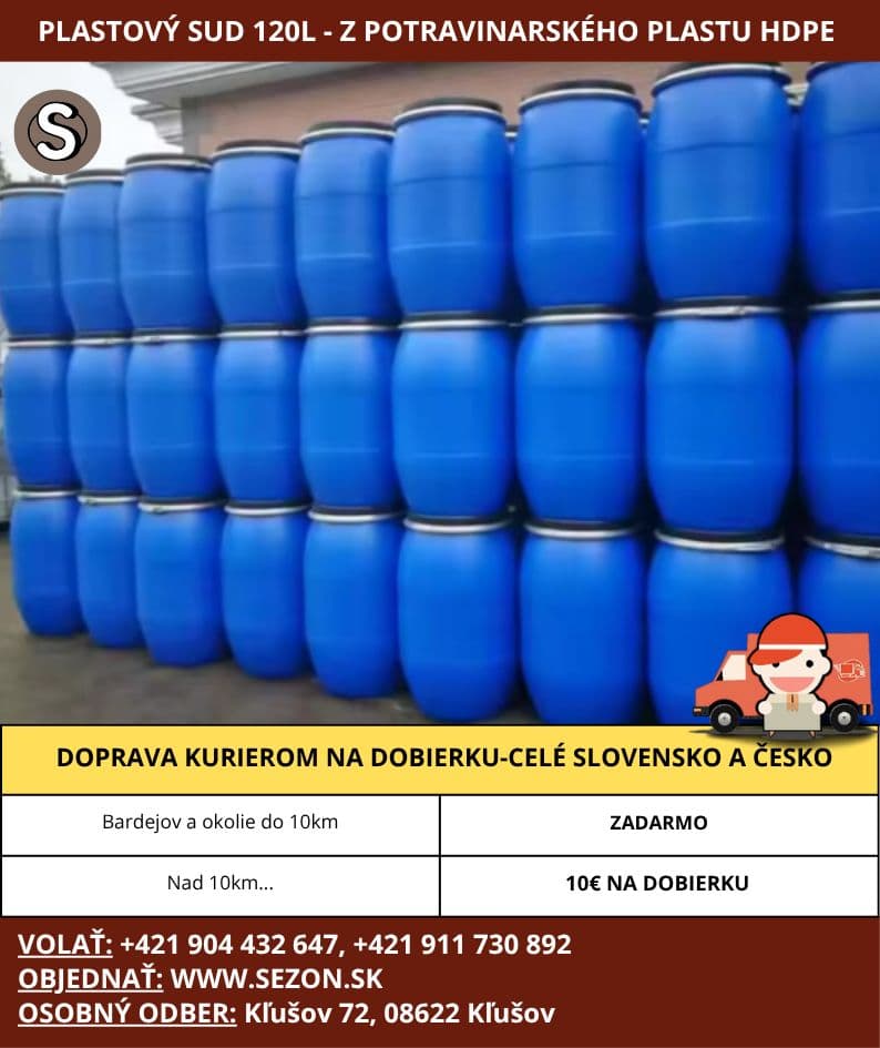 Plastove sudy 30L, 60L, 120L, 220L, plastovy sud na kvas, na vodu - 1