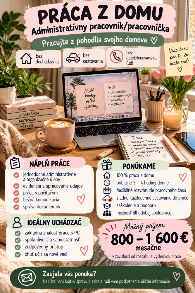 Práca z domu – administratívny pracovník/pracovníčka - 1